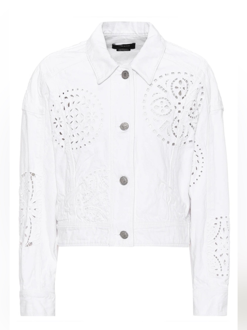 Isabel Marant Rena White Eyelet Embroidered Denim Jacket FR 38 US 6 - Picture 3 of 8